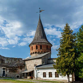 The old medieval castle of the city of Kamenetz-Podolsky, one of the historical monuments of Ukraine in Kamenetz-Podolsky, Khmelnitsky region