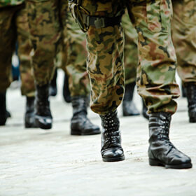 Soldiers of the armed forces marching