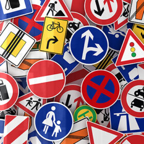 Many european traffic signs mixed together