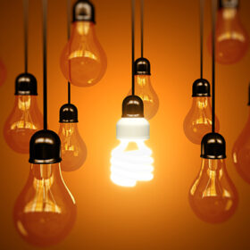 lightbulbs on yellow background, idea concept