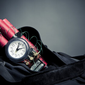 timebomb in a backpack representing terrorist attack