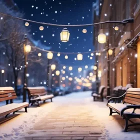 вулиця зима ліхтарі