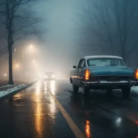 туман, дорога, автомобіль