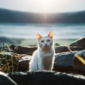 кіт на камінні