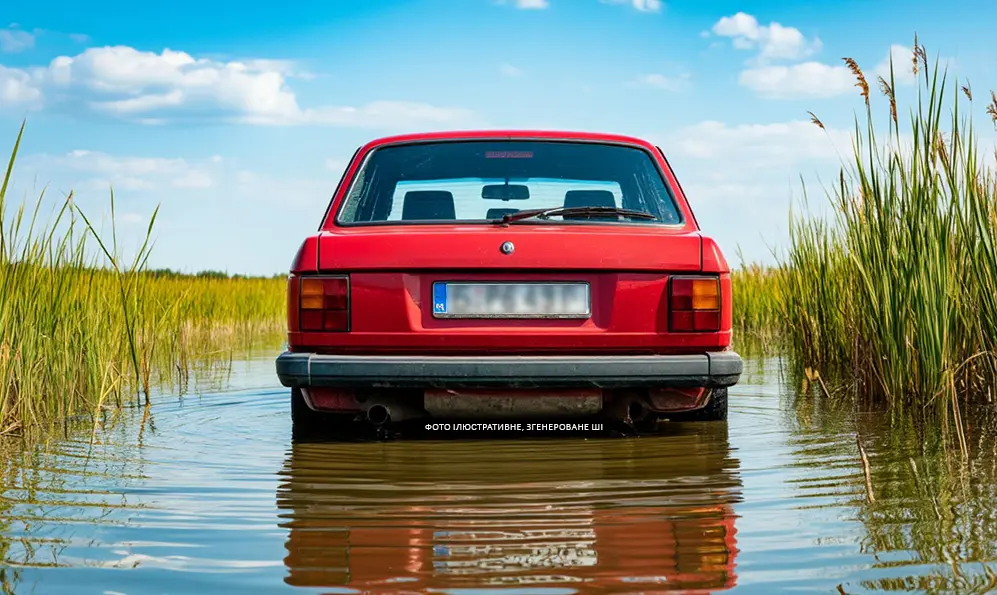 Водійку автомобіля, який тонув, врятували патрульні у Кам’янці-Подільському (ВІДЕО)