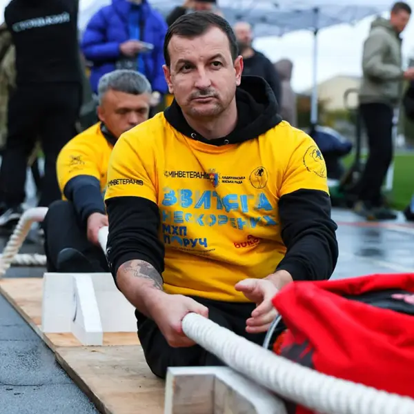 Валерій Одайник під час встановлення рекорду України