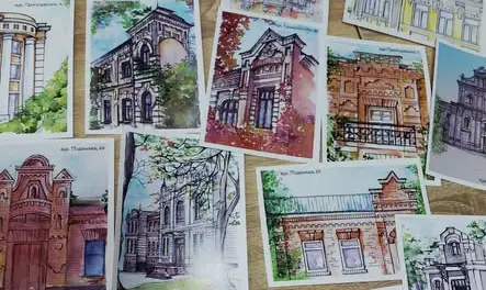 Мальовані поштівки з історичними будівлями подарували бібліотеці у Хмельницькому