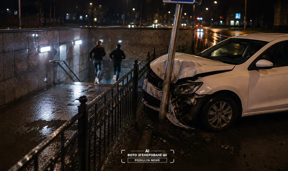 У Хмельницькому легковик під час переслідування поліцією врізався у підземний перехід (ВІДЕО)